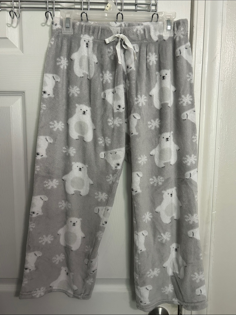 Women's Gray Polar Bear Fleece Pajama Pants - Cozy Sleep Lounge